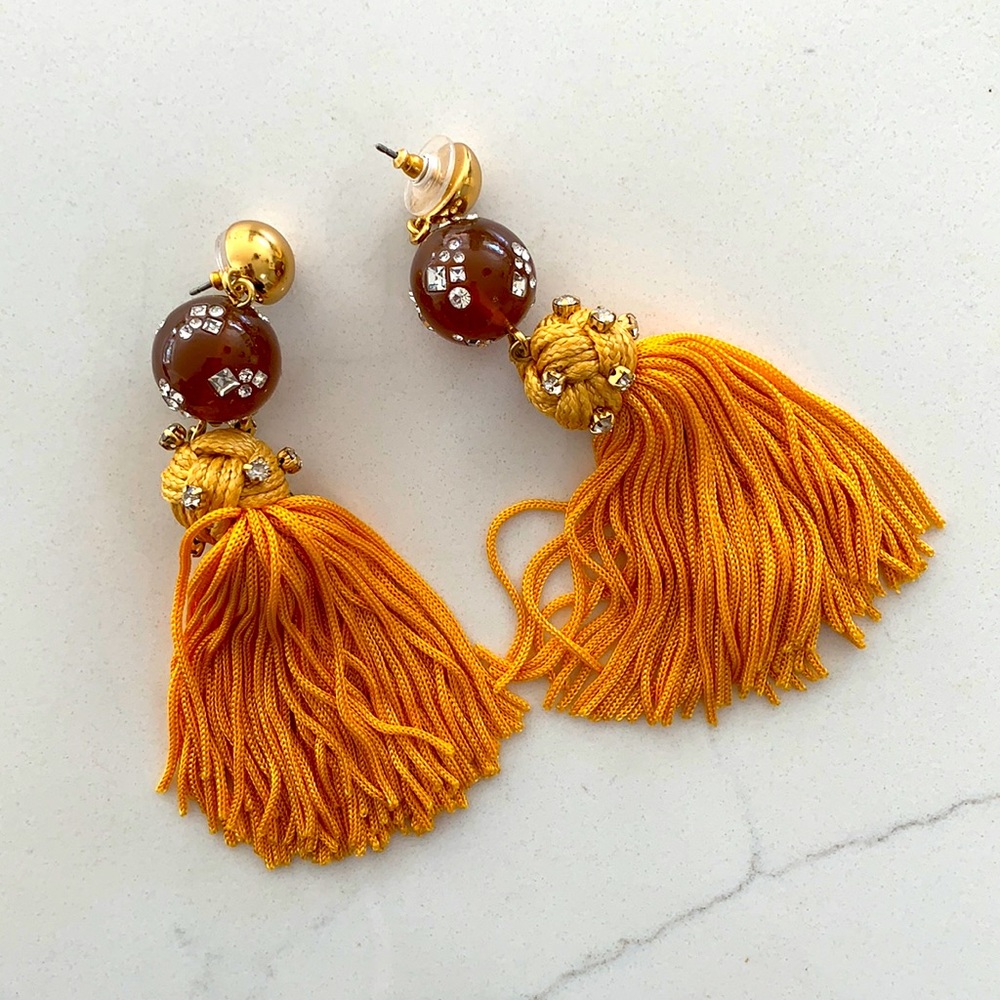 Mustard tassel earrings